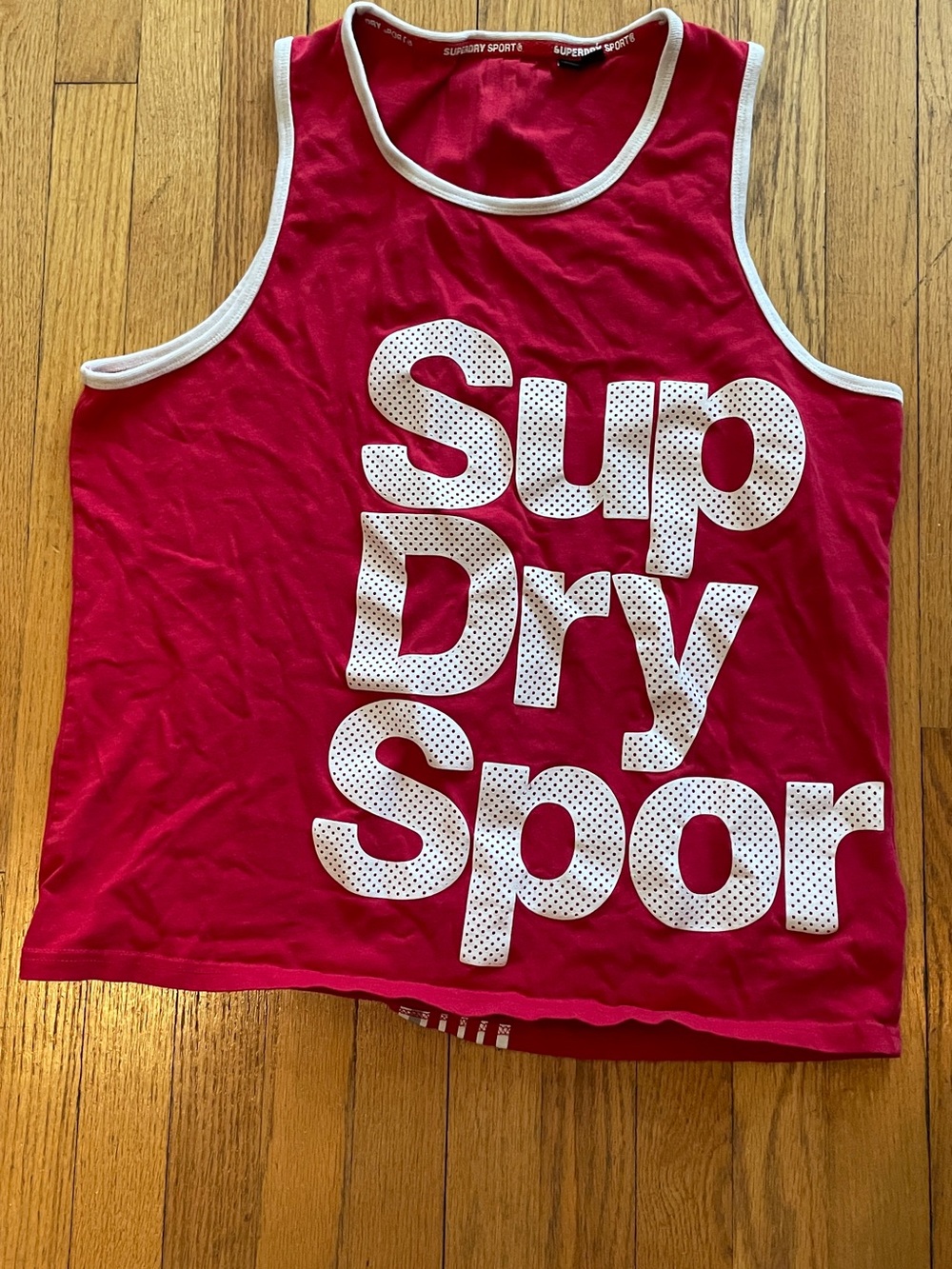 Superdry Men’s Red Sport Tank with White Logo Trim